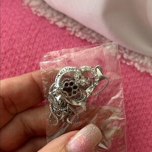Silver Heart and Paw Pendant Necklace